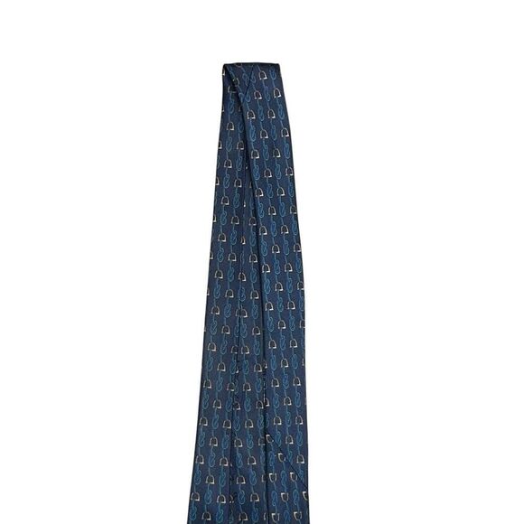 Gucci Mens Navy Blue Printed Silk Designer Neck Tie Pointed Adjustable Italy - Picture 5 of 14